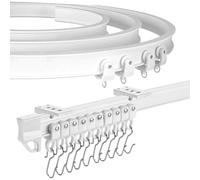 XCK Flexible Ceiling Curtain Track 10 Meters 32.8 ft Curved Window Bay Bendable Shower Curtain Rail White RV Curtain Track Riel Para Cortinas de Techo