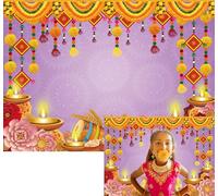 XCKALI Indian Diwali Backdrop Purple Diwali Pooja Light Festival Decoration Indian Traditional Background for Wedding Birthday Bridal Shower Party Decoration 6x4FT
