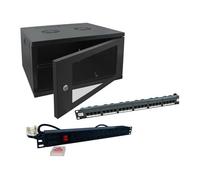 Xclio 6U Wall Mount Rack Cabinet with 24P CAT6e Patch Panel & 6 Way PD