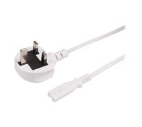 Xclio Figure 8 Power Cable, C7 to UK Plug Lead, 1m Molded Black Cable