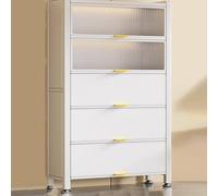 XCLOOZGL Cold-Rolled Steel And Sunboard Material Shoe Cabinet Multi-Tiered Large-Capacity Storage Shelves Shoe Rack With Semi-Private Cabinet Doors For Living Rooms Hallways,White,60 * 32 * 183.5cm