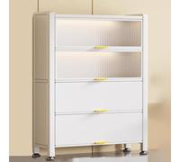XCLOOZGL Cold-Rolled Steel And Sunboard Material Shoe Cabinet Multi-Tiered Large-Capacity Storage Shelves Shoe Rack With Semi-Private Cabinet Doors For Living Rooms Hallways,White,60 * 32 * 149cm