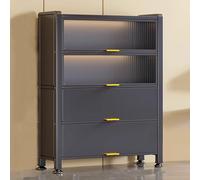 XCLOOZGL Cold-Rolled Steel And Sunboard Material Shoe Cabinet Multi-Tiered Large-Capacity Storage Shelves Shoe Rack With Semi-Private Cabinet Doors For Living Rooms Hallways,Gray,120 * 32 * 149cm