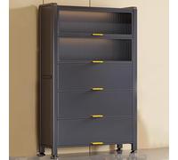 XCLOOZGL Cold-Rolled Steel And Sunboard Material Shoe Cabinet Multi-Tiered Large-Capacity Storage Shelves Shoe Rack With Semi-Private Cabinet Doors For Living Rooms Hallways,Gray,100 * 32 * 183.5cm
