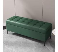 XCLOOZGL Long Bench With Hidden Storage Compartment Pu Leather And Solid Wood Bench With High-Resilience Foam-Filled Seat stool For Living Room Entryway Bedroom Window,Green,100 * 40 * 43cm