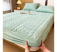XCLOOZGL Milk Velvet Bedding Fitted Sheet Non-Slip Washable Mattress Cover Thick Queen/King Size Fitted Sheets Soft Velvet Plush Mattress Protector Bedspread for All Seasons,A,150 * 200cm