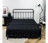 XCLOOZGL Solid Color Split Corner Bed Skirt Dust Ruffle for King Size Bed Easy Fit with 14 Inches Drop Elastic Wrap Around Bed Skirt - White - Wrinke Free And Fade Resistant,Black,78×80+14in