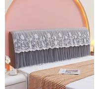 XCLOOZGL Stretch Bed Headboard Cover Elegant Headboard Slipcover with Lace Trim for Full Queen Cal King Size Washable Bed Head Cover Furniture Dustproof Protector for Bedroom,Gray,60×160cm