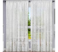 XCLOOZGL Tulle Pleated Personalized Curtains Polyester Fabric Semi-Sheer Floral Curtains No Hole Punch Through Pole Curtains for Bedroom Living Room Study Dining Room,1 Piece,White,55*47in/140*120cm