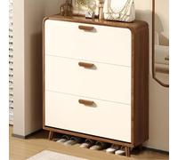 XCLOOZGL Ultra-Thin Shoe Cabinet With 3 Flip-Up Doors Slim Shoe Rack Cabinet With Removable Shelves Free-Standing Narrow Shoe Storage Organizer For Entryway Hallway Foyer,Cream,80 * 24 * 119cm