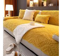 XCLOOZGL Velvet Jacquard Couch Covers Plush Warm Sofa Couch Cover Soft Washable Couch Covers Non Slip Sectional Sofa Slipcover Cozy Washable Furniture Protector for Kids/Pets,Yellow,70 * 90cm