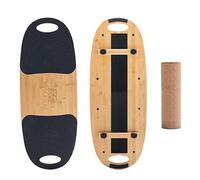 XCMAN Bamboo Balance Board Trainer with Adjustable Stoppers - 3 Different Distance Options | Balance Board for Surfing, Snowboarding, Skiing, Skateboarding, Yoga Training