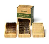 XCMAN Nordic Ski Snowboard Waxing Brush with Nature Beech Wood Ski and Snowboard Waxing Brushes Kit
