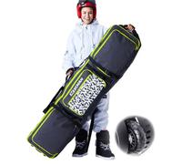 XCMAN Padded Snowboard Bag with Wheels, Extendable Roller Ski Bag for Air Traveling Adjustable Length - Extra Long/Wide/Deep,Waterproof - with Protection Ribs