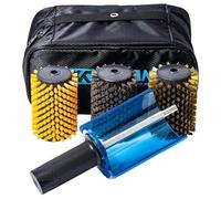 XCMAN Rotating Brush Set for Ski, Brush Handle with Axle and 3 Brushes: Nylon, Horsehair, Brass/Cork