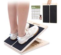 XCMVCN Slant Board for Calf Stretching, 5 Angle Portable Adjustable Calf Wooden Stretch Board with Training Poster, 300lb Weight Capacity for Ankle Heel Feet Leg Knees Physical Therapy Equipment