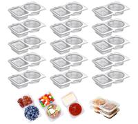 XcnPer 15 Pcs Reusable Snack Containers, Snack Containers with Lids, Double Compartment Snack Pot, Leak-Proof Design, Mini Plastic Pots with Lids for School, Office, Travel, and Meal Prep