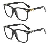 XcnPer 2 Pack Glasses Set with Blue Light Filter for Digital Professionals, Fashionable Dual Function Eyewear for Screen Protection and Style Enhancement
