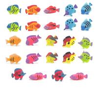 XcnPer 24 PCS Plastic Fish Set, Toy Fish Set, Random Assortment of Toys, Perfect for DIY Projects, Ocean-Themed Parties, Kids Learning, Bath Time Fun, School Activities, Birthday Celebrations