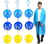 XcnPer 9 Pcs Emergency Rain Ponchos,Color Disney Poncho Comes With Keychain，Festival Poncho Waterproof Adult Suitable For Festivals, Hiking, Camping, Music Festivals