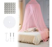 XcnPer Children's Bed Cover, Large Dome Canopy Mosquito Net For Single/Double Bed, Easy to Install, Family/Travel/Outdoor(Pink)