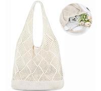 XcnPer Crochet Bags for Women, Beach Bags for Women, Urban Minimalist Style, Cotton Woven Tote, Perfect for Beach Outings, Summer Vacations, Shopping Trips, and Daily Use