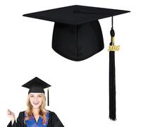 XcnPer Graduation Cap 2026 for Adults - Classic Black Mortar Board with 2026 Year Charm Tassel, Adjustable Polyester Hat for University & High School Ceremonies
