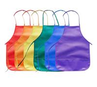 XcnPer Kids Painting Apron, 6 Pack Colorful Kids Aprons for Painting and Cooking, 36 * 48cm Non-Woven Art Smocks with Pockets, for Classroom Activities, Baking, Crafts