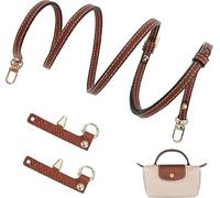 XcnPer Longchamp Mini Bag Strap, Handbag Strap Replacement with No-Punch Leather Clips, Adjustable Length for Crossbody Style, Compatible with Longchamp Bags, 1 Set (Strap + 2 Clips)