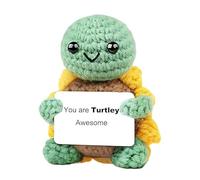 XcnPer Positive Turtle Crochet Animals, Crochet Animals Handmade Emotional Support Turtle, Motivational Desk Decor, for Young Adults with Encourage Card