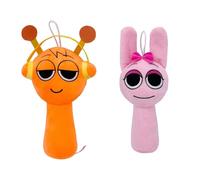 XcnPer Sprunki Plushies, 2PCS Sprunki Toys, Soft and Cute Sprunki Plush Figures, 7.87 Inches, Pink and Orange, Perfect for Halloween, Thanksgiving, Easter, Birthday Parties, and Game Fans