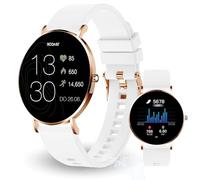 XCOAST SIONA 2 Smartwatch 42 mm AMOLED Display, 6.8 mm Flat, Stainless Steel Case Rose Gold, Silicone Strap, White, 7 Days Battery, iOS & Android