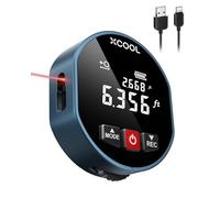 XCOOL 2-in-1 98ft Laser & 328ft Rolling Digital Tape Measure with Magnetic Back, 4 Measurement Modes, USB-C Charging, Black, Model RDM01