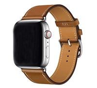 XCool Compatible with Apple Watch Band 42mm 44mm 45mm, Brown Leather Single Tour Replacement Band for iwatch Series 7 SE/6/5/4/3