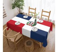 xcoppkj 4x72 Inch Dominican Republic Tablecloth, Square Table Cloth with Scalloped Edge, Perfect for Dining, Parties, Weddings, and Both Indoor Outdoor Use