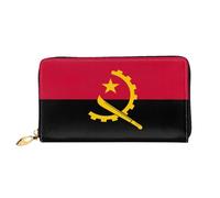xcoppkj Angola Flag Large Womens Leather Zip Around Wallet - RFID Blocking Checkbook Purse with Coin Compartment & 12 Card Slots