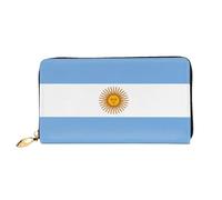 xcoppkj Argentine Flag Large Womens Leather Zip Around Wallet - RFID Blocking Checkbook Purse with Coin Compartment & 12 Card Slots