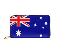 xcoppkj Australian Flag Large Womens Leather Zip Around Wallet - RFID Blocking Checkbook Purse with Coin Compartment & 12 Card Slots
