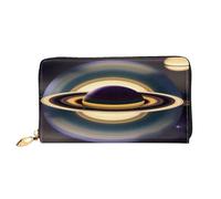 xcoppkj Beautiful Saturn Large Womens Leather Zip Around Wallet - RFID Blocking Checkbook Purse with Coin Compartment & 12 Card Slots