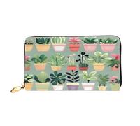 xcoppkj Bonsai Plant Large Womens Leather Zip Around Wallet - RFID Blocking Checkbook Purse with Coin Compartment & 12 Card Slots