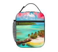 xcoppkj Caribbean Scenery Insulated Lunch Bag for Work - Thermal Food Carrier with Removable Strap, Leakproof Office Lunch Tote with Compartments