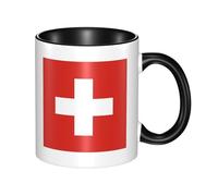 xcoppkj Double-Sided Printed Ceramic Mug 12oz Swiss Flag Colorfast Art Design, Microwave Safe Coffee Cup, Dishwasher Safeï¼ŒSuitable for All Kinds of Drinks