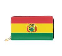 xcoppkj Flag of Bolivia Large Womens Leather Zip Around Wallet - RFID Blocking Checkbook Purse with Coin Compartment & 12 Card Slots