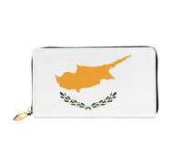 xcoppkj Flag of Cyprus Large Womens Leather Zip Around Wallet - RFID Blocking Checkbook Purse with Coin Compartment & 12 Card Slots
