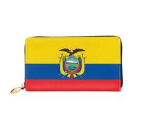 xcoppkj Flag of Ecuador Large Womens Leather Zip Around Wallet - RFID Blocking Checkbook Purse with Coin Compartment & 12 Card Slots