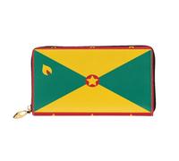 xcoppkj Flag of Grenada Large Womens Leather Zip Around Wallet - RFID Blocking Checkbook Purse with Coin Compartment & 12 Card Slots
