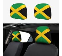 xcoppkj Flag of Jamaica Personalised Car Headrest Covers 2 Pack for Valentine's, Birthday, Father's Day & All UK Celebrations