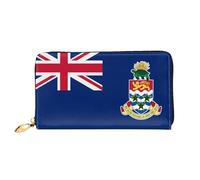 xcoppkj Flag of The Cayman Islands Large Womens Leather Zip Around Wallet - RFID Blocking Checkbook Purse with Coin Compartment & 12 Card Slots
