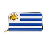 xcoppkj Flag of Uruguay Large Womens Leather Zip Around Wallet - RFID Blocking Checkbook Purse with Coin Compartment & 12 Card Slots