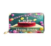 xcoppkj Happy Birthday Beautiful Large Womens Leather Zip Around Wallet - RFID Blocking Checkbook Purse with Coin Compartment & 12 Card Slots